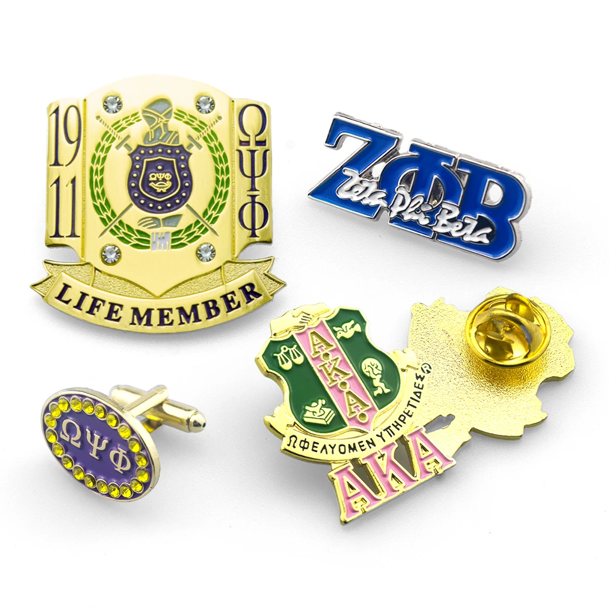 Free Mold Wholesale US Sorority Greek Letter Pin ZPB  Omega  AKA OPP Badge Pin