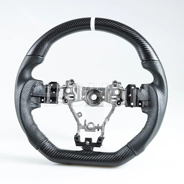 Steering Wheel, Real Matte Carbon Fiber Steering Wheel D-Type Racing Design Nappa Leather Car Steering Wheel for Subaru WRX STI