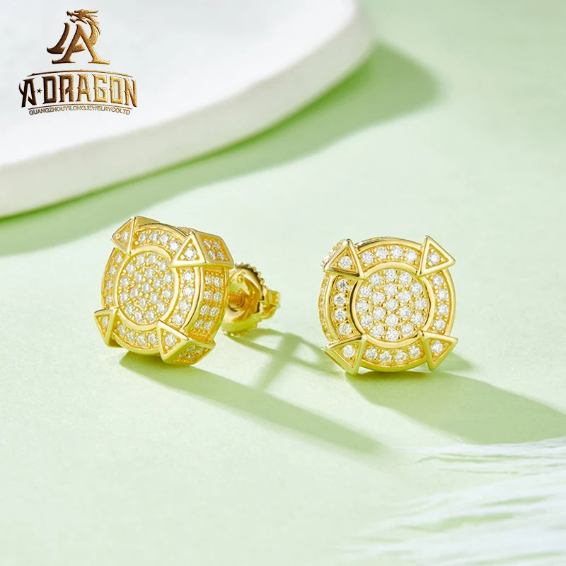 Fast Delivery Real 14K 18K Gold Earrings Studs Fancy Jewelry Emerald Cut Lab Grown Diamond Earring For Men Women