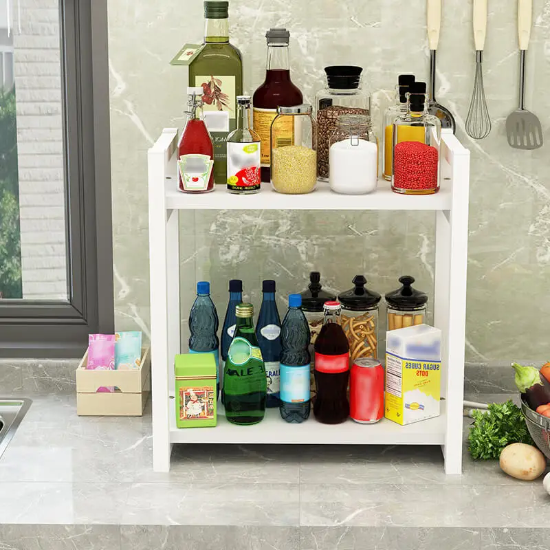 Горячая продажа 2 слоя микроволновая печь деревянная полка полки для специй кухонная стойка хранения