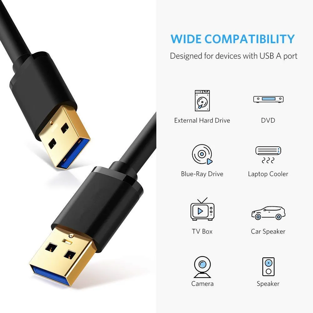 Usb A To Usb A Extension Cable Flex Usb 3.0 Cable 2 Pack Male To Male Extender Cable