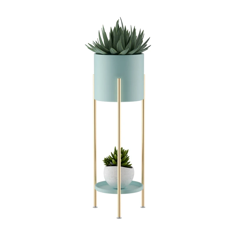 Living room plant stand flower pot light luxury housewarming wedding gift Nordic gold flower column stand Flower Shelves
