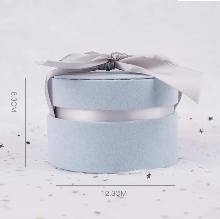 
Custom round/tube velvet cover paper wedding gift boxes with nice ribbon 