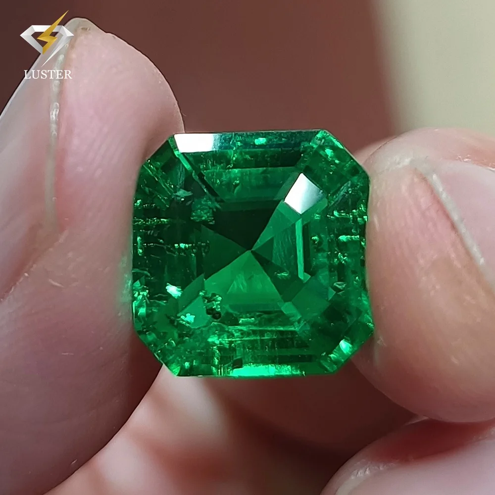 Luster gems carat asscher shape 3*3mm to 7*7mm loose colombian lab grown emerald