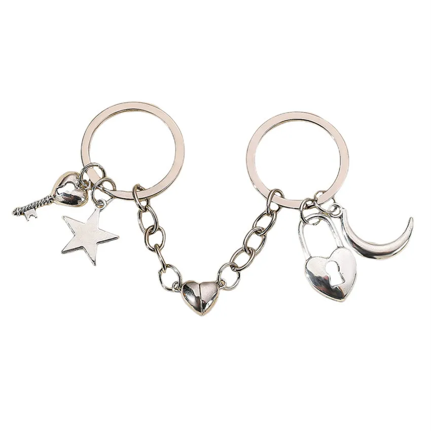 New trend Lovers keychains Star Moon Lock Couple Gift Keychain for Event Promotion