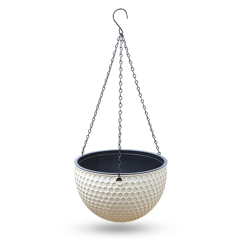 Honeycomb Rattan Woven European Planter Pot Outdoor Basket Resin Hanging Plastic Large Flower Pot