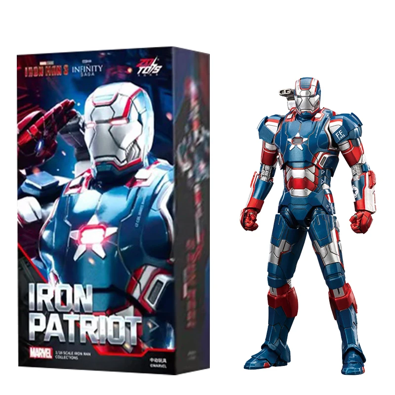 Zd Toys Iron Man Original Genuine Marvel 10th Anniversary Edition - War Machine Patriot 1.0 1/10 Action Figures 18cm 7in