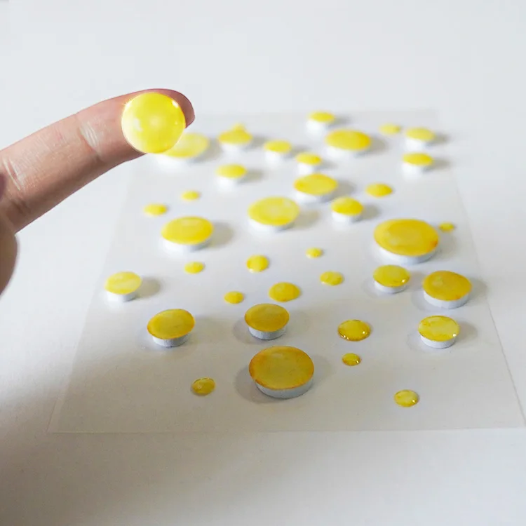 Wholesale Die Cut A6 Size Epoxy Decorative Sticker Sheet Custom 3D epoxy resin sticker Crystal for Mobile Phone diaries