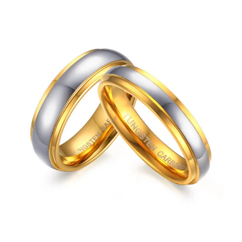 
Wedding rings gold plating couple wedding band stone tungsten ring 