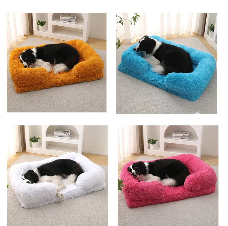 Hot Sale XL Pet Sleeping Sofa Bed Washable Breathable Warm Soft Faux Fur Cooling Sustainable Dogs Cats Foam Wood Leather Plastic