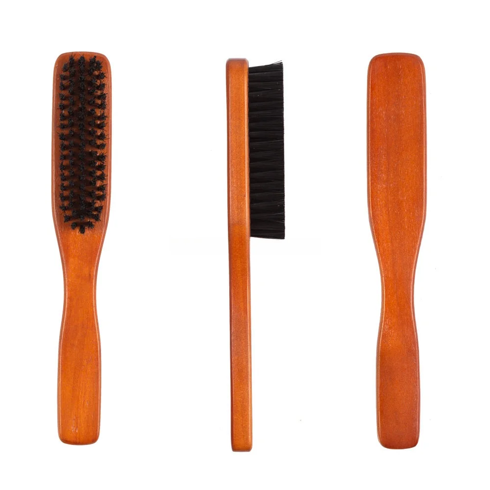 Factory OEM Custom Engraved Logo Premium Wooden Beard Brush with 100% Boar Bristles for Mens Grooming Beard Brush