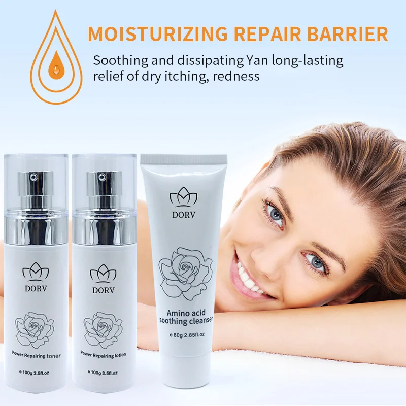 Private Label Natural Facial Anti Acne SkinCare Set Repairing Barrier Brightening Moisturizing Repair Women Skin Care Set