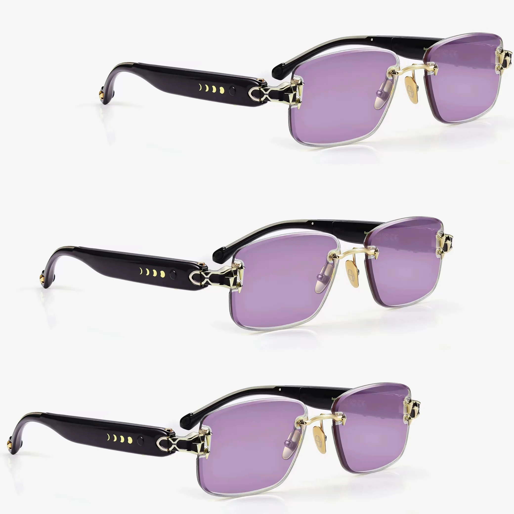 Slide Touch Color Change Rimless Rectangle Sunglasses Women Men Brand Designer Square Frameless Sun Glasses Lady Shades