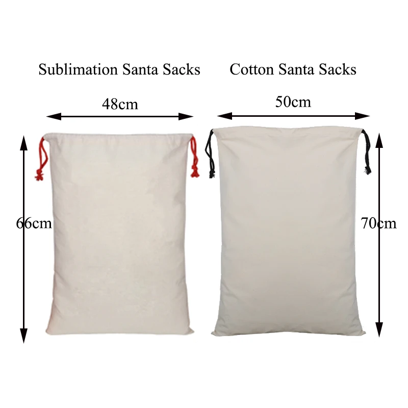 High King Wholesale 50cm x 70cm Canvas Sublimation Christmas Sack Large Blank Santa Sack