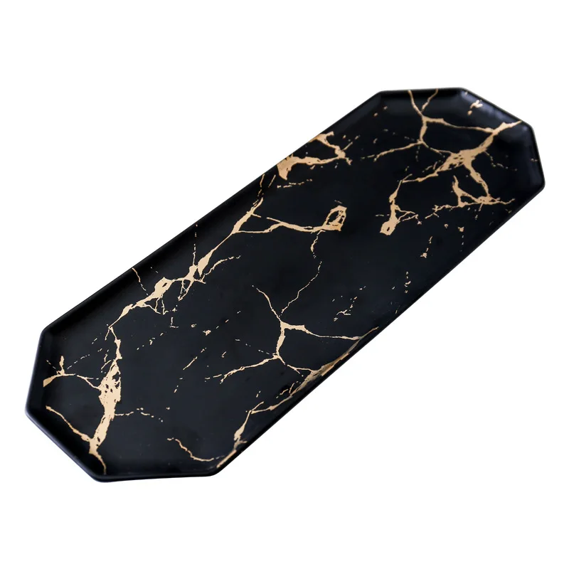 Luxury Cutlery Dinner Set Custom Royal Blue Edge Wedding Plates Chinese Ceramic Tableware Noble Salad Pasta Tray Home Gift