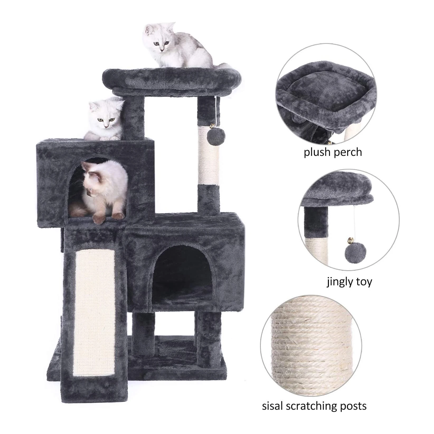 Customized Design Plush Pet Condo Tower Supplier Furniture  Toys Wooden Cat Scratcher Tree House Tower