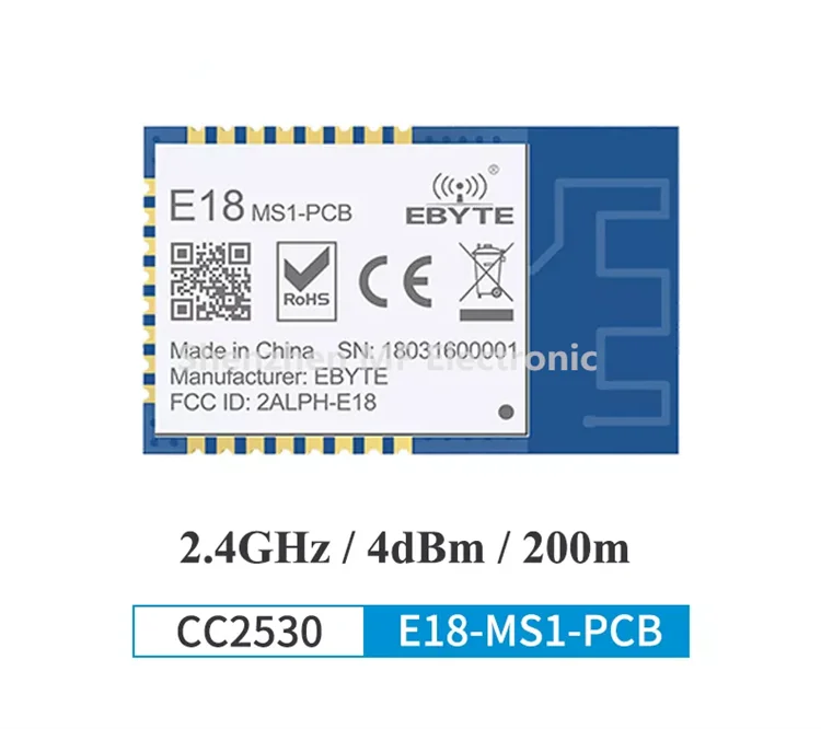OEM ODM ZigBee RF IoT Module CC2530 E18-MS1-PCB with 2.4GHz 4dBm For Smart Home Smart Farm