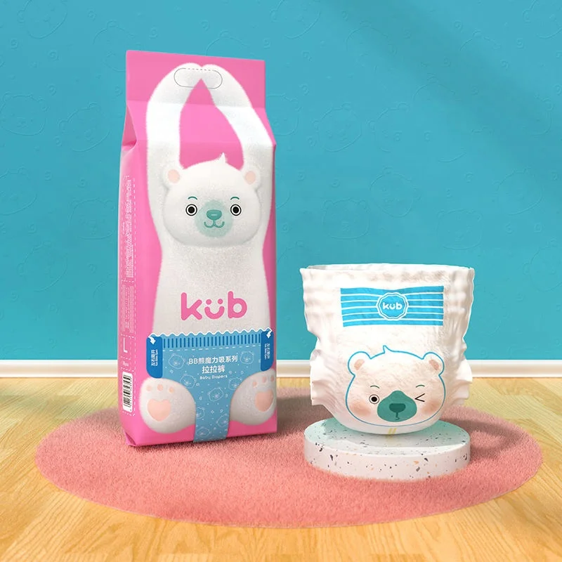 Kub Oem&Odm Non-woven fabric Absorption Magic Baby Diaper Machine Price Cheap L.XL.XXL Breathable Unisex Baby Diaper