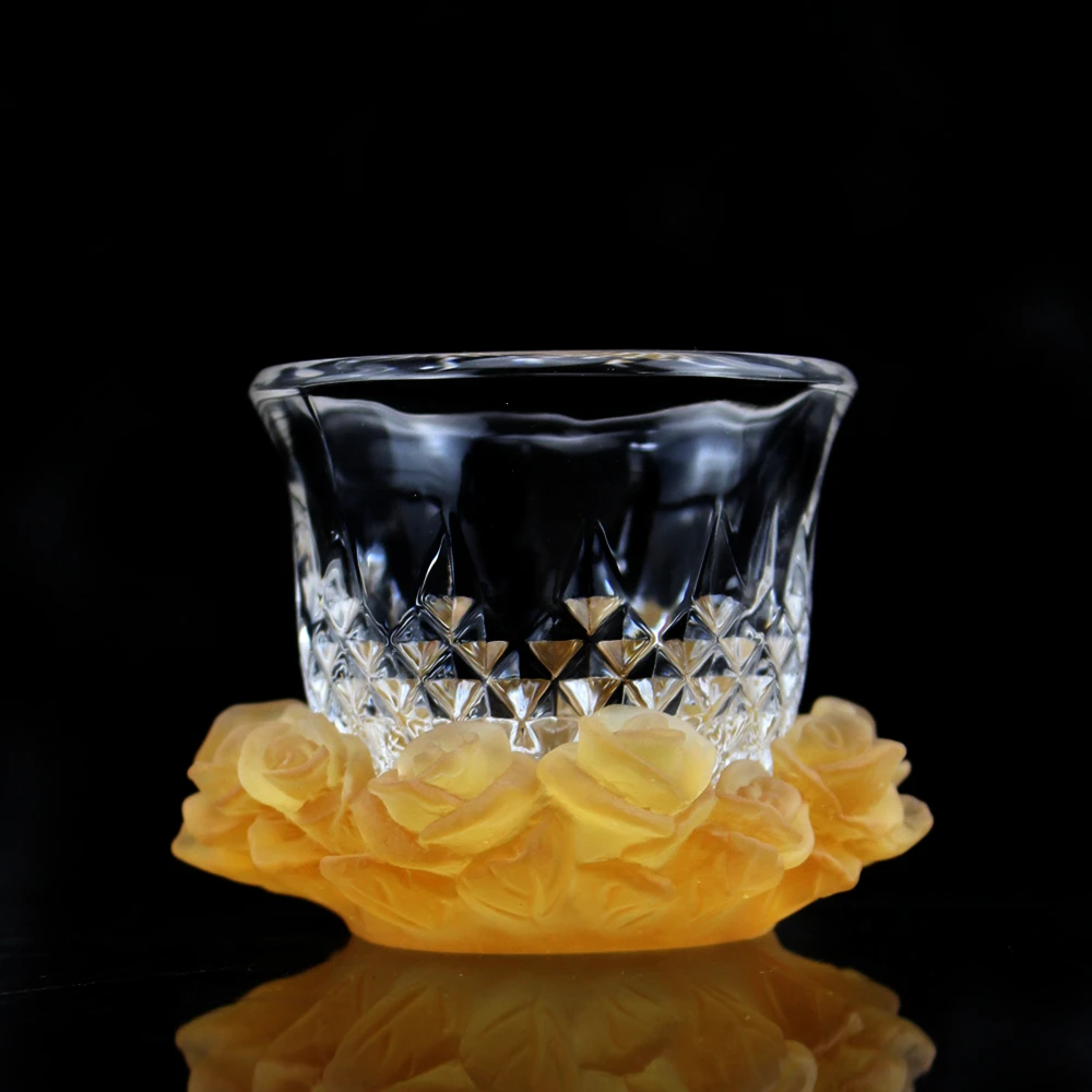 Хит продаж стеклянная Хрустальная кофейная чайная чашка настольная столешница офисное украшение для дома роза оптовая продажа OEM ODM новый стиль на