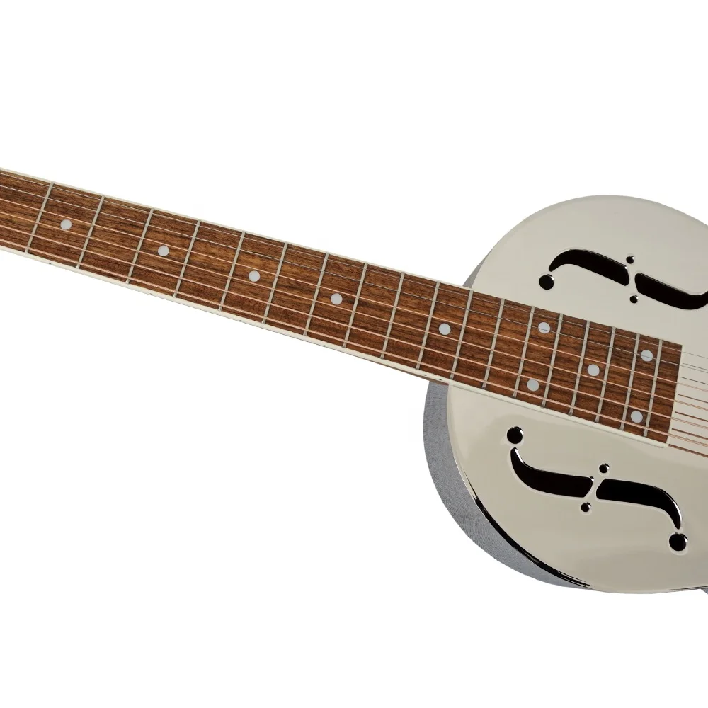 China Aiersi Brand Gloss Chrome Finish Bell Brass biscuit Parlour Resonator Guitar Bluegrass Resophonic instrument