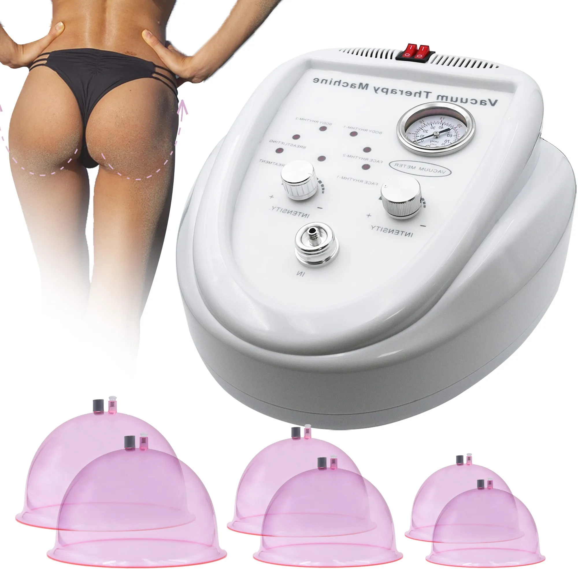 2024 Professional Cups Big Breast Hip Suction Pump Enlargement Therapy Butt Lift Vacuum Machine With Buttock Cups