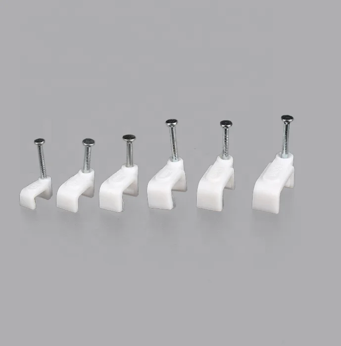 Hot Sale Good Quality Round Plastic Cable Holder Clips With Steel Nails Cable Clip