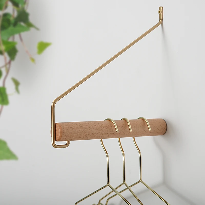Modern Copper wooden Metal Entryway Wall Coat Tree small Holder Vertical Plate Wall Mountable Clothes Hanger Drying Rack Stand