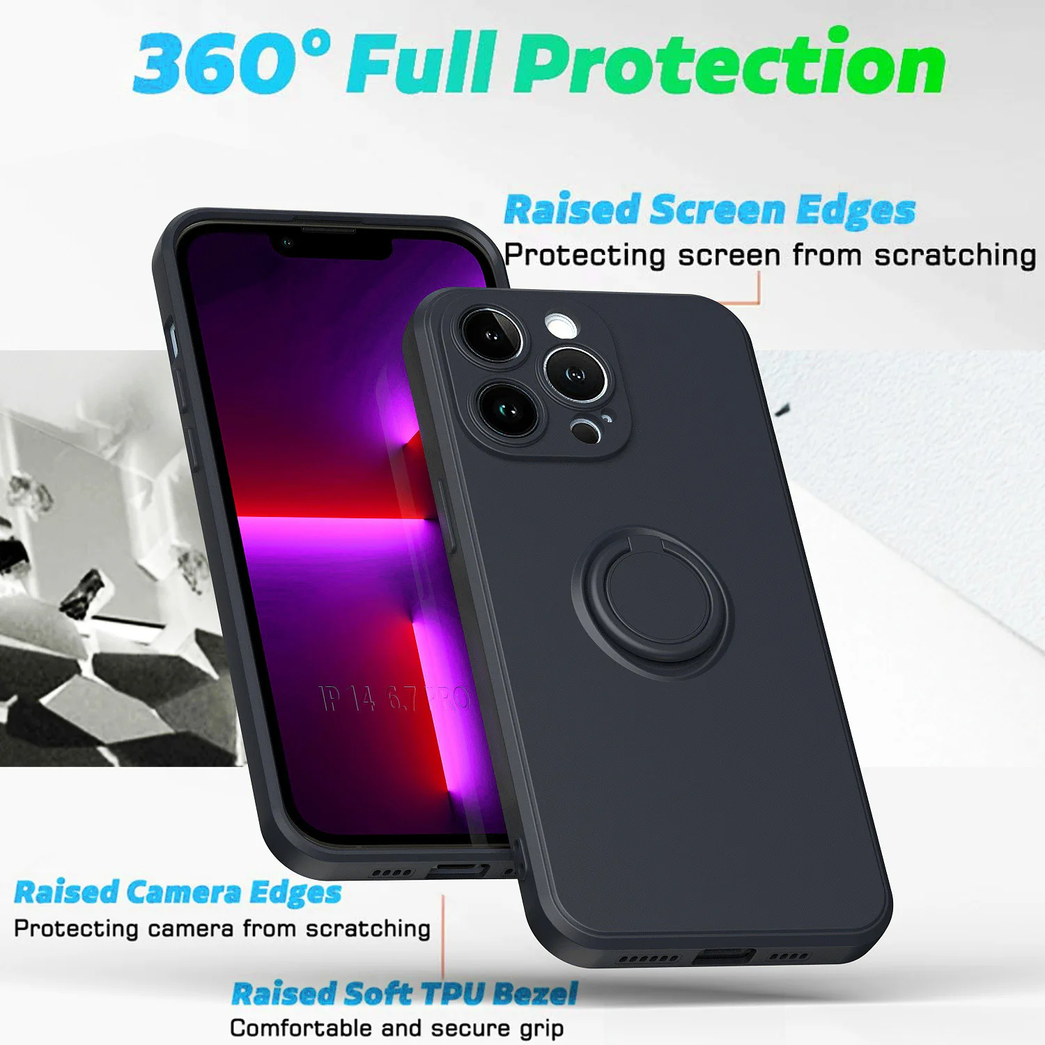 High quality liquid silicone phone case cover with ring kickstand holder shockproof case for Samsung S25 S24 ultra A16 A55