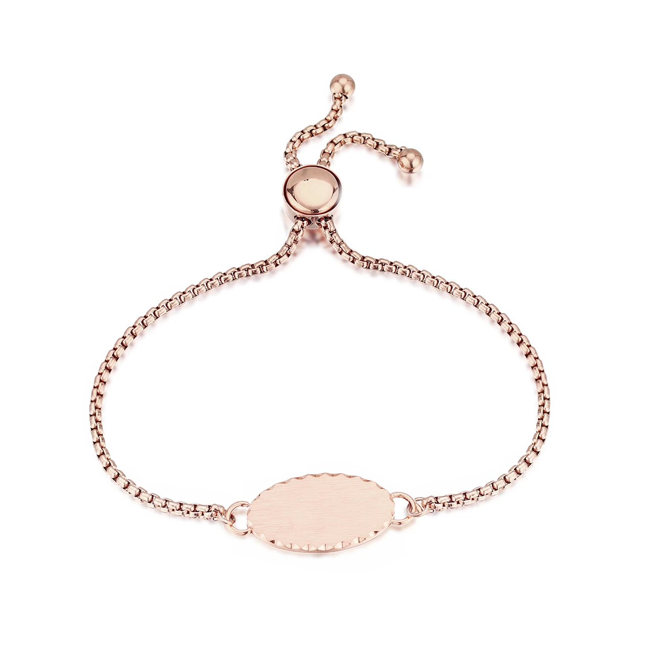 Custom Women Rose Gold Stainless Steel Elisa Charm Chain Bracelet