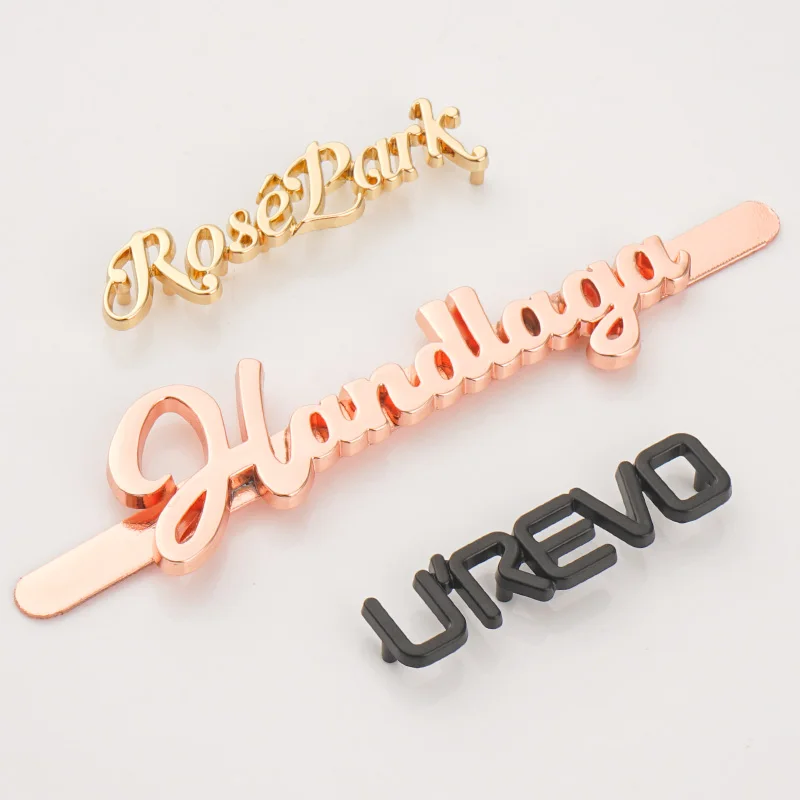 Handbag Accessories Design Metal Label Logo Wallet Clothes Custom Metal Plate Logo Gold Brand Metal Letter Logo for Bag