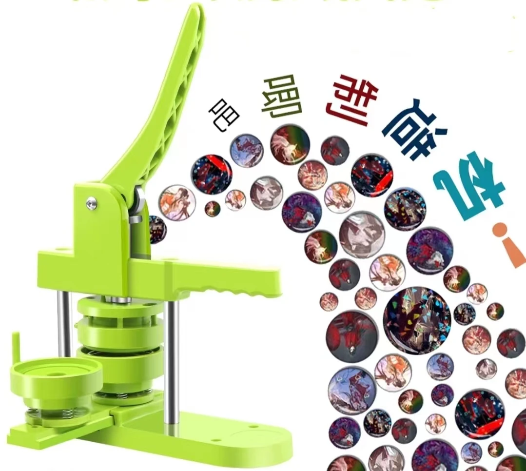 Manual Plastic & Metal Bottom Badge Maker Button Making Machine With Different Size Mould