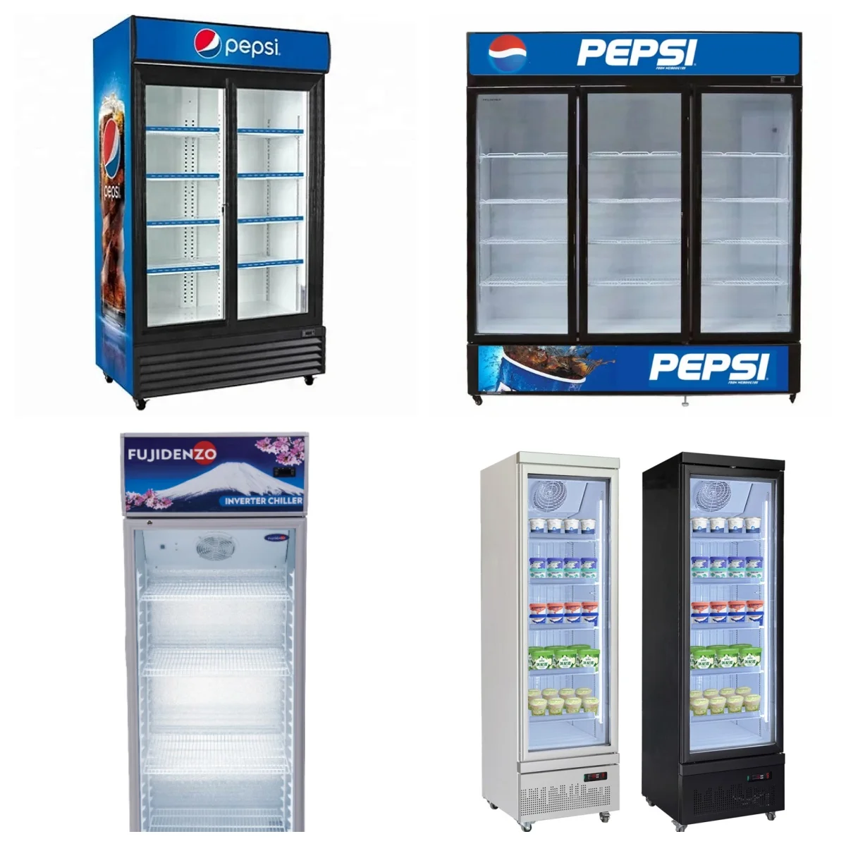 good quality pepsi cola Commercial beverage upright glass display showcase freezer cooler freezing refrigerator chiller
