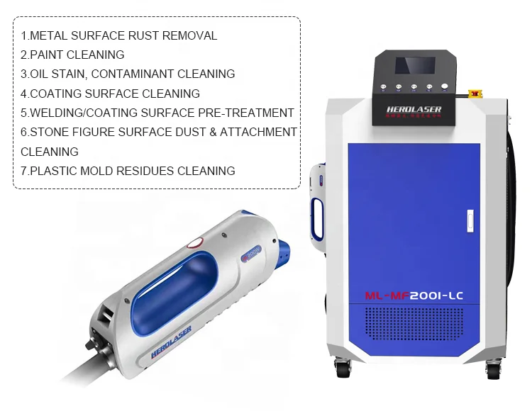 Portable Laser Cleaning Machine 2000W High Cleaning Efficiency Precision Positioning Stainless Steel Wood Water No Consumables