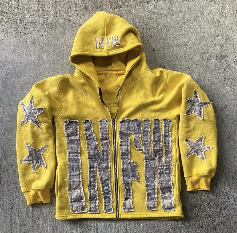 Custom Logo 450gsm Unisex Heavyweight Distressed Embroidery Cut And Sew Zipper Vintage Patch Men Acid Wash Zip Up Hoodie