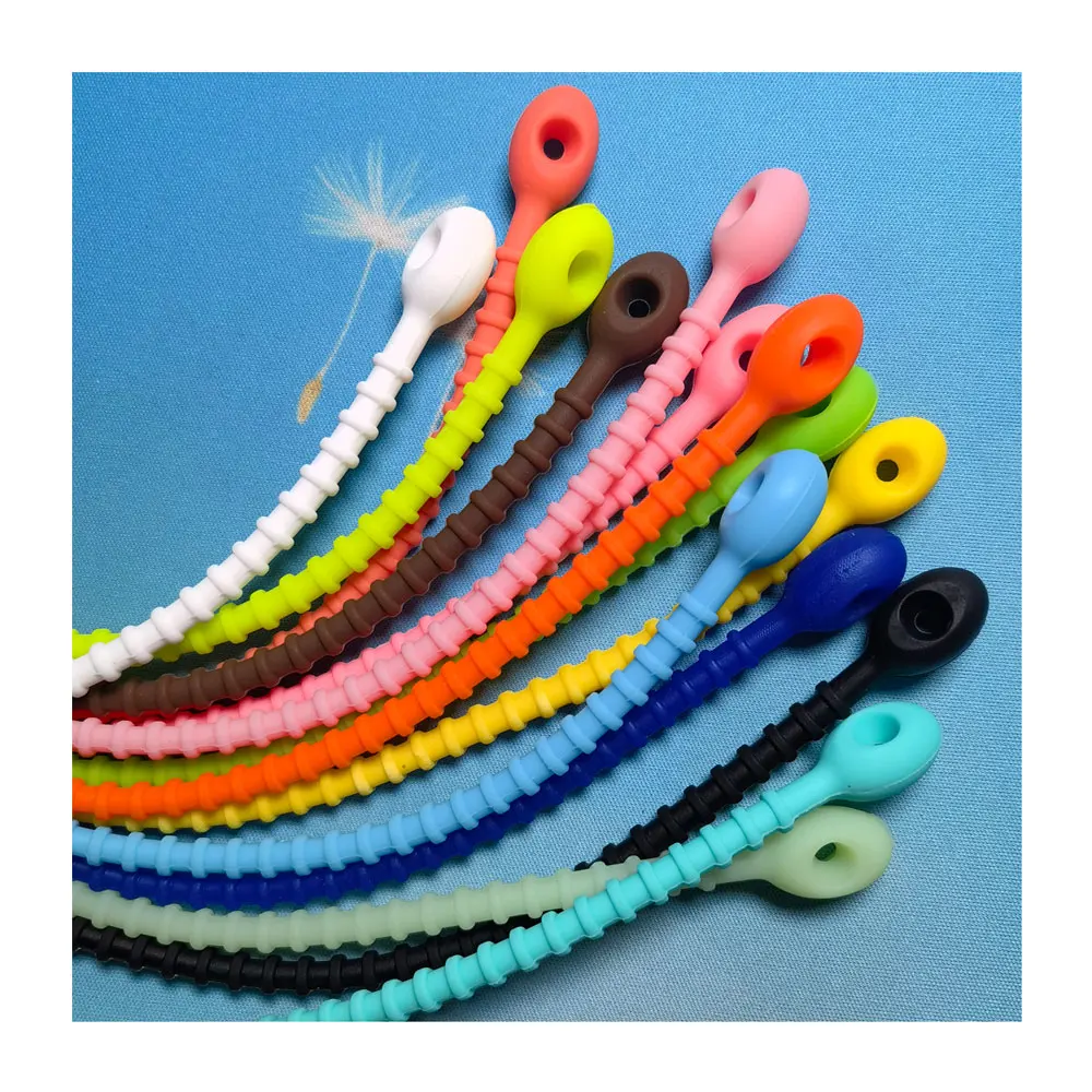 21cm Rubber Bands Colorful Silicone Tie Tag Rope DIY Keychain Pendant Adjustable Cable Tie