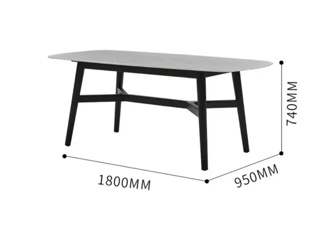 OEM Modern Nordic Ceramic Sintered Stone Side Table Gloss Black Extendable Long Square Italian Apple Top Marble Dining Table