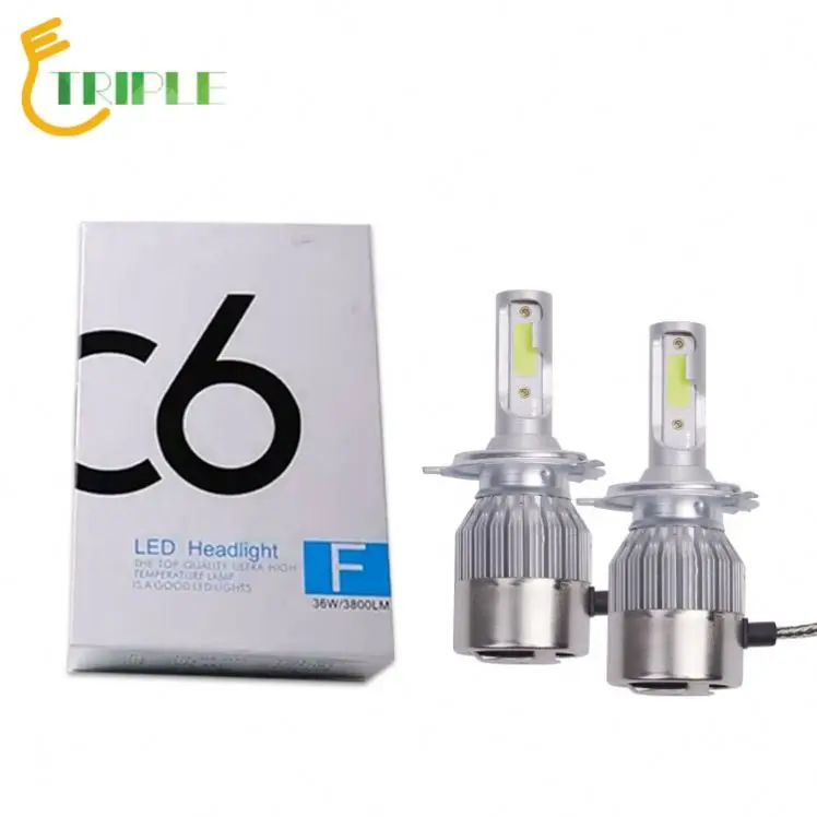 Hotselling led car headlight H1 H3 H4 H7 cob C6 led headlight