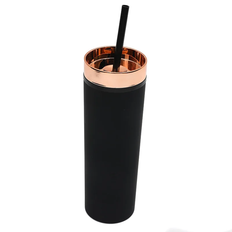 16oz matte acrylic tumbler double wall reusable plastic skinny tumblers cup with lid/straw