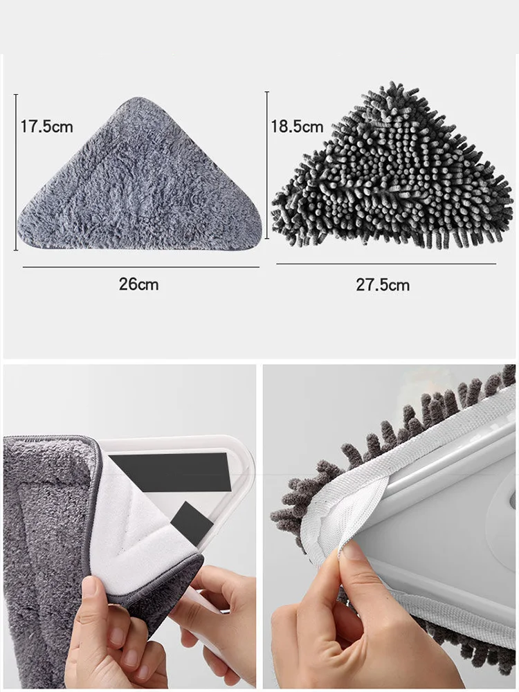 Microfiber Triangular Mop Lengthen Glass Ceiling Clean Mop Kitchen Wall Flat Floors Windows Double Side Brush Home Cleaning Tool