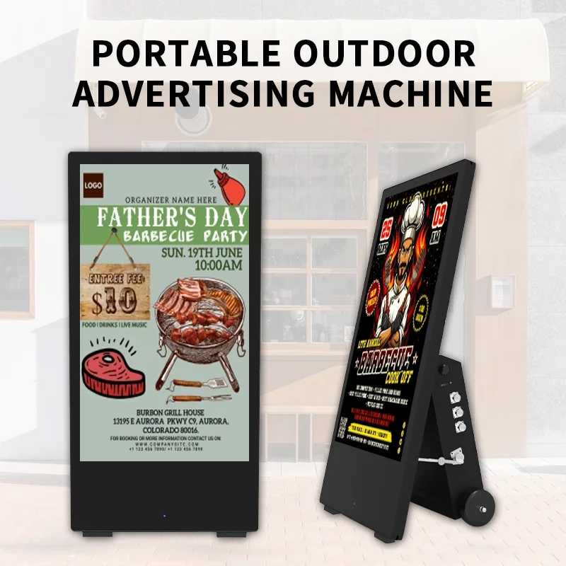 outdoor waterproof digital totems 43inch portable advertising display battery powered foldable LCD screen