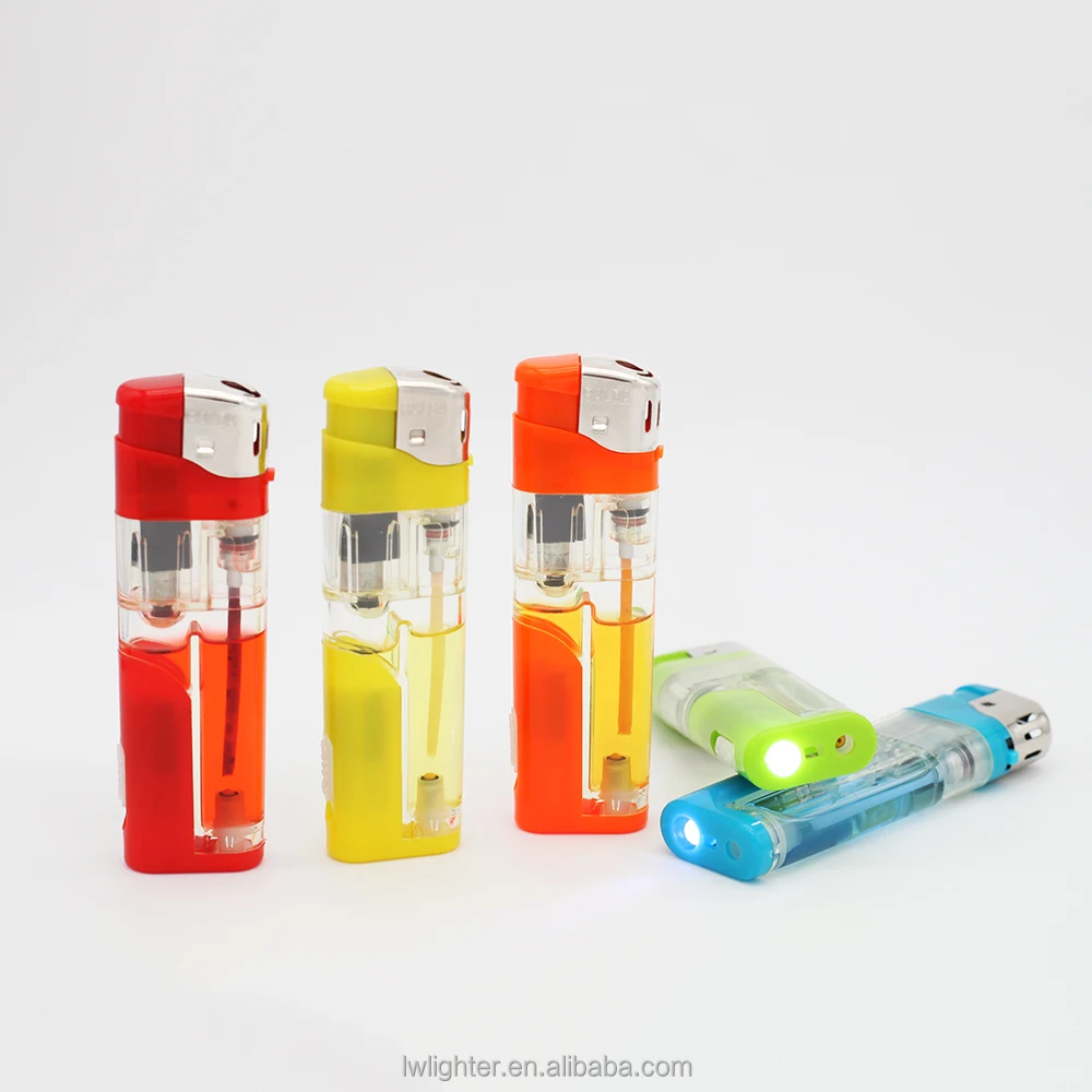 Bulk Flame Electronic Customized Lighters With Led Light