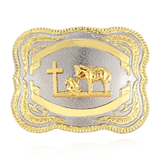 Wholesale Western Oversize Belt Buckle 40mm Hebilla de Metal Custom Brand Logo Cowboy Buckle