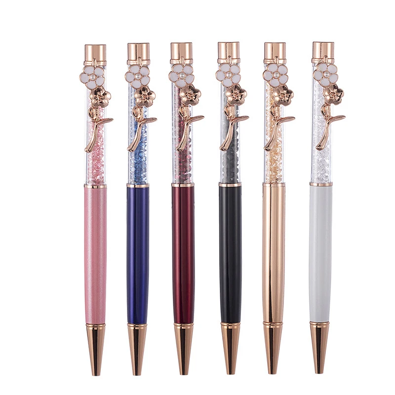 Promotional advertising Fancy ballpoint metal pen and plastic ball pen with diamond luxury flower crystal pen