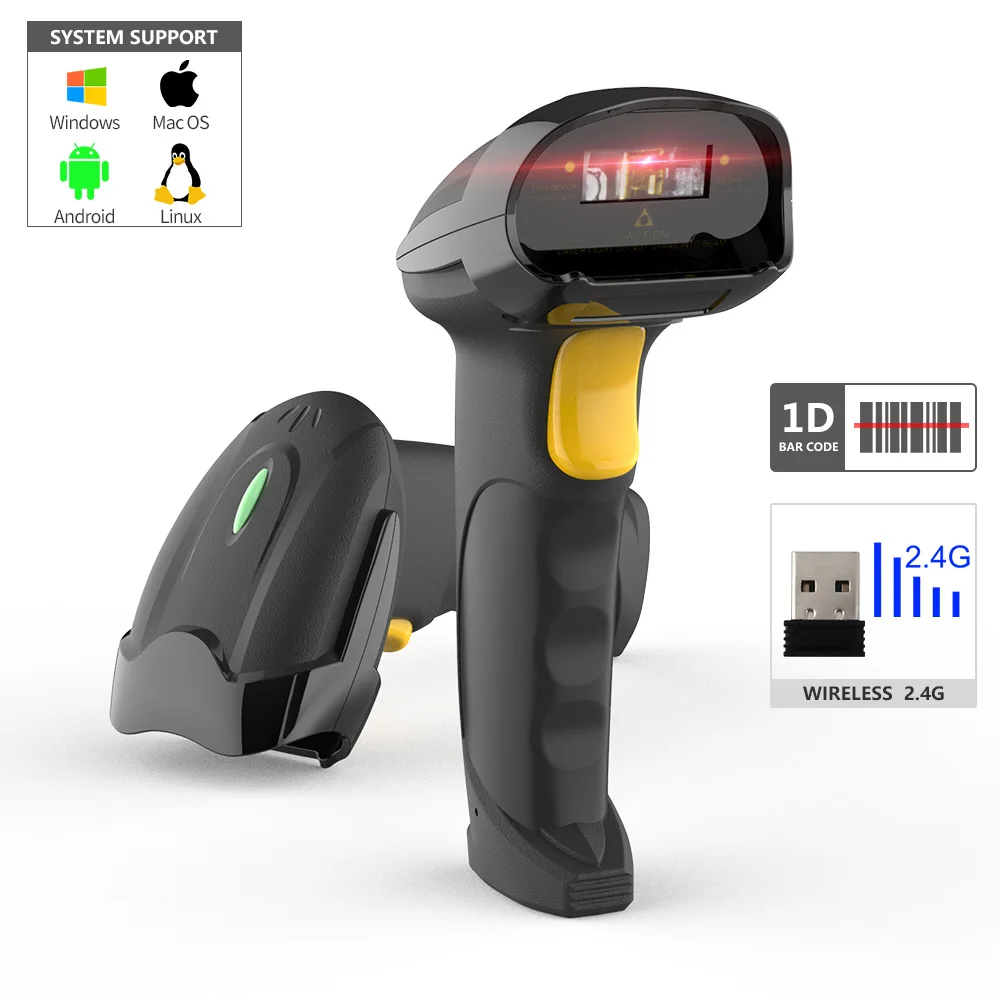 GTCODESTAR Wireless Barcode Scanner X-620H 1D Laser Bar code Price Reader 2.4G 1D Barcode Scanner for Supermarket