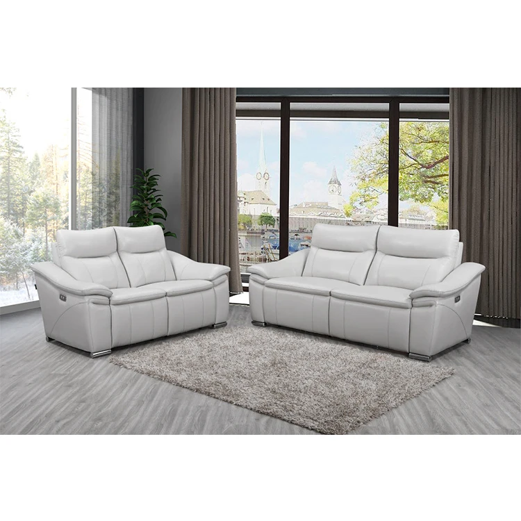smart home furniture Italian design elegant luxury top grain power electric loveseat recliner leather sofa set for living room