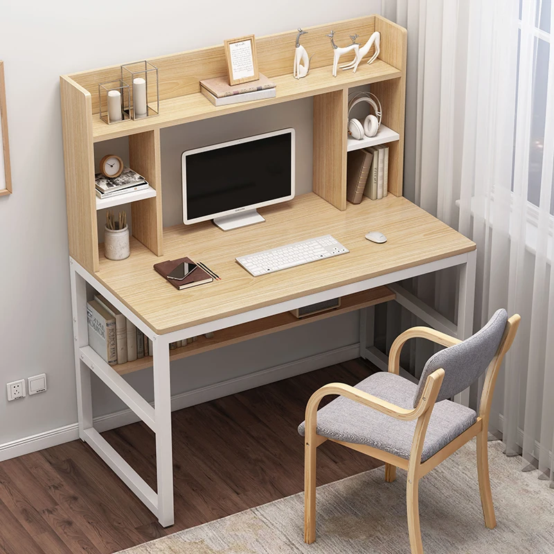 
Eco-friendly adult modern office home simple study office writing desk with book shelf 