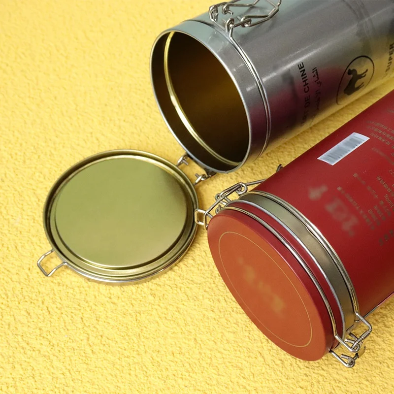Round Airtight Tin Can Tea Coffee Candy Container Chocolate Cookie Tin Canister Box with Metal Wire Close Lid