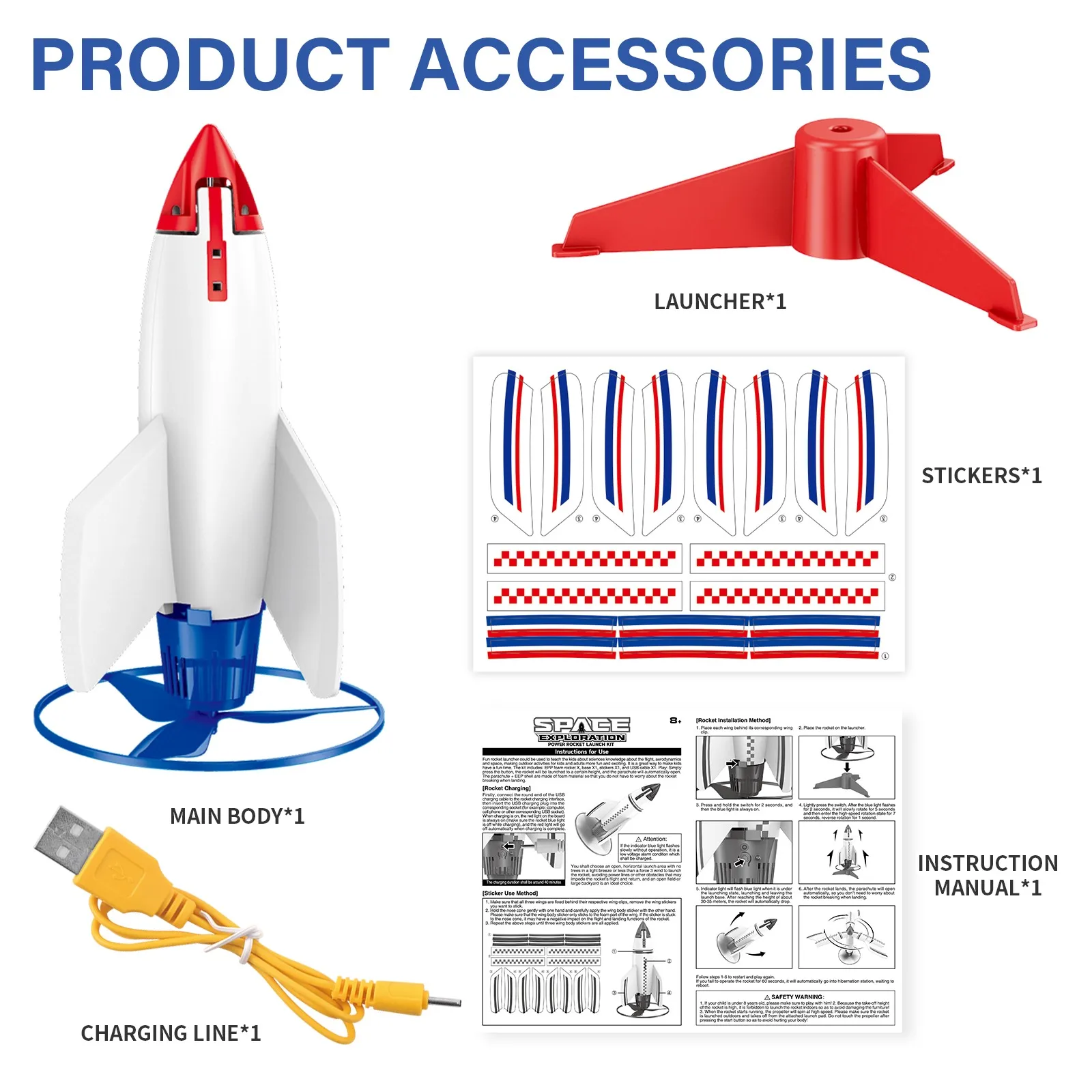 New Electric Foam Flying Rocket Toy Model Outdoor Sports Game Aerial Launcher Toy Set Air Rocket Launcher Rocket Toy For Kids