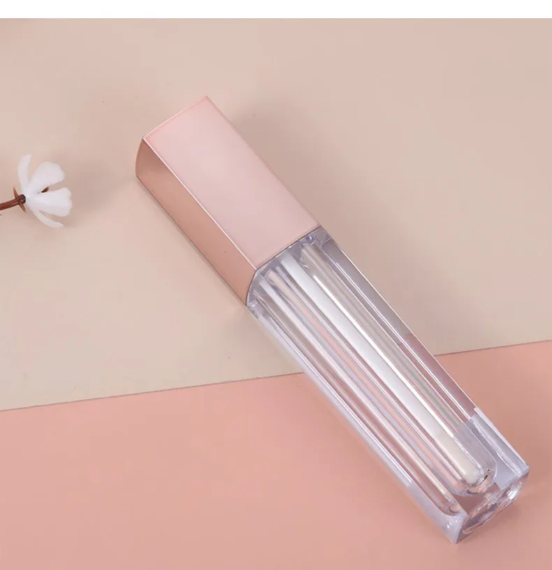 10cm hot selling 5ml square lipstick tubes custom color white rose gold lid empty makeup cosmetics lip gloss tubes