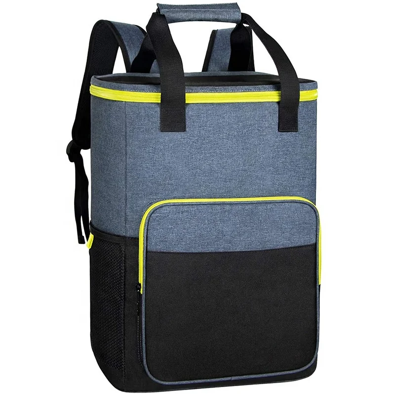 
Custom Logo Printed Waterproof PEVA Lining Cooler Backpack Thermal Insulated Picnic Backpack with Beer Opener 